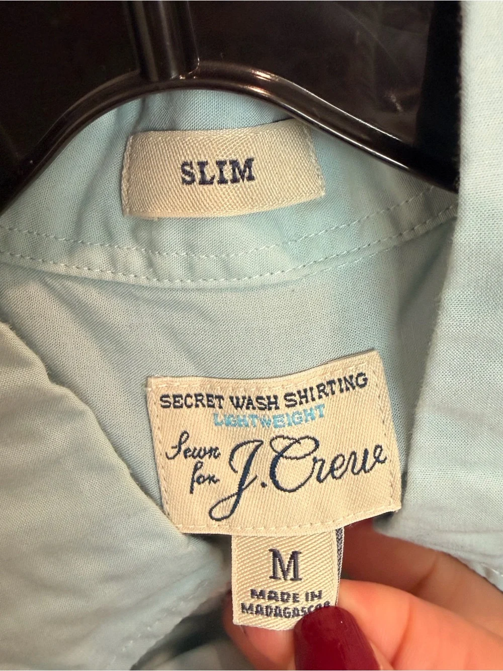 J. Crew Men’s Light Aqua Blue Button-Down Slim Secret Wash Shirt #462